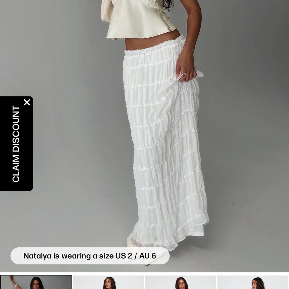 Princess Polly White Maxi Skirt